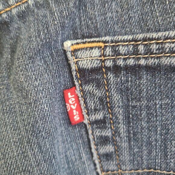 Men's Levi's 505 Regular Fit Straight Leg Jeans - 33 x 34 - Classic Blue Denim - Picture 5 of 10